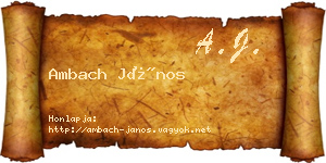 Ambach János névjegykártya